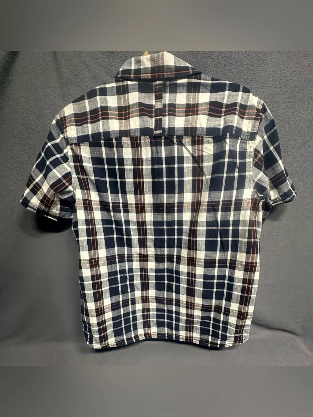 The North Face Men's Navy, White & Brown Plaid Short-Sleeve Button-Down Shirt